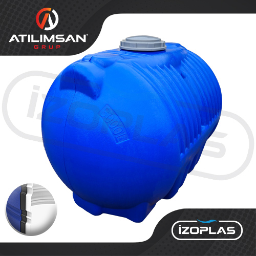 3000 Litre Polietilen Yatay 3 Katmanlı Su Deposu